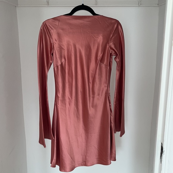 Cult Gaia Tie-detail Long-sleeved Mini Dress in Pink. NEW - Picture 5 of 6